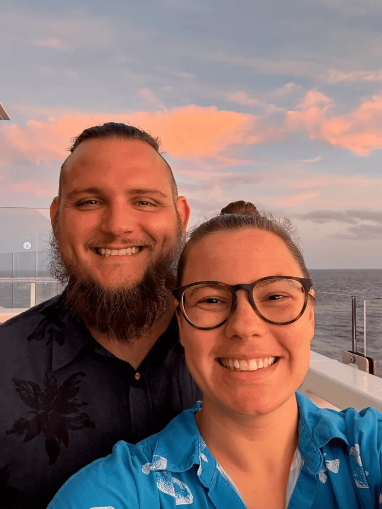 a man and woman taking a selfie